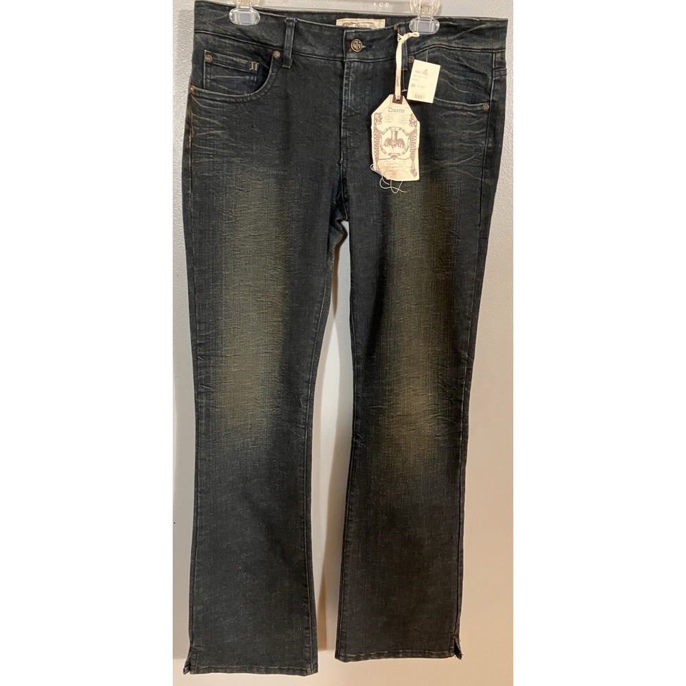 Duarte Jeans Womens 32 Blue Bootcut‎ Denim WGE2916 Made USA Bat Distressed 36x35